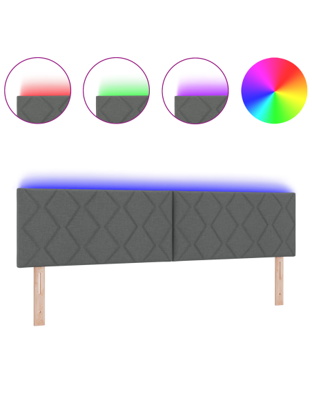 Testata LED Design a Blocchi di Diamante Grigia Scura 180 cm Tessuto