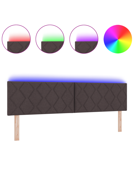Testata LED  Design Blocchi Diamante Marrone Scuro 180 cm Tessuto