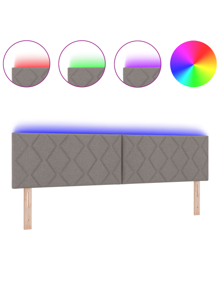 Testiera LED Set di 2 Tortora Tessuto resistente 180 cm Moderna