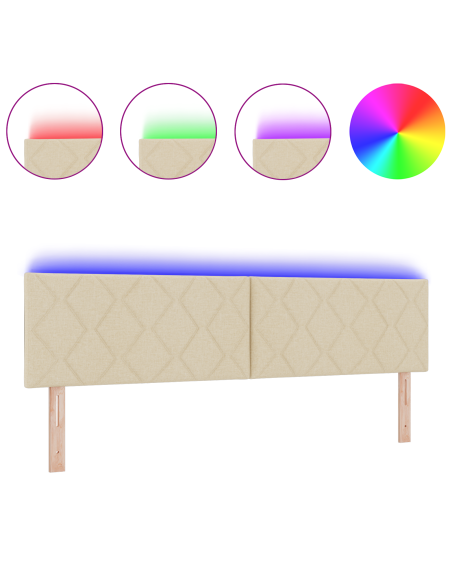 Testata a LED  Design Blocchi Diamante Crema 180 cm Tessuto