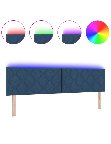 Testiera LED  Design a Blocchi di Diamante Blu 180 cm Tessuto