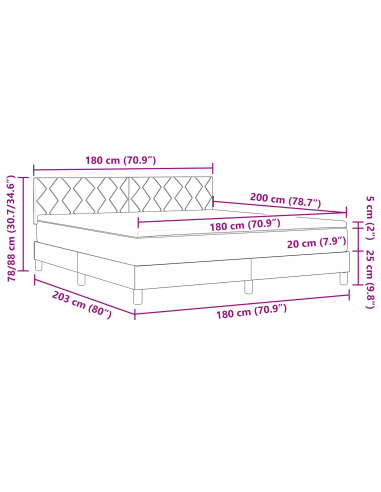 Letto a Sorgente LED con materasso Nero 180 x 200 cm Velluto