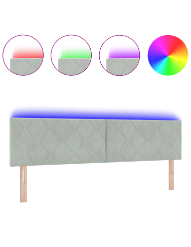 Testiera LED Grigio chiaro 180 cm Pelle Sintetica