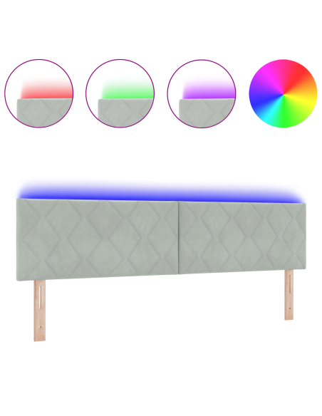 Testiera LED Grigio Chiaro Set di 2 Grigio chiaro