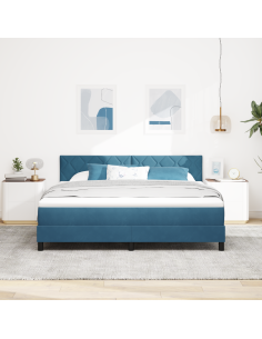 Letto a Sorgente LED con led Blu Scuro 180 x 200 cm Velluto