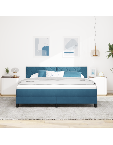 Letto a Sorgente LED con led Blu Scuro 180 x 200 cm Velluto