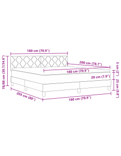 Letto a Sorgente LED con materasso Rosa 180 x 200 cm Velluto