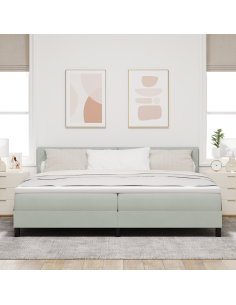 Letto a Sorgente LED con led Grigio chiaro 200 x 200 cm Velluto