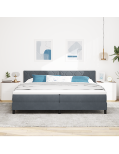 Letto a Sorgente LED con led Grigio scuro 200 x 200 cm Velluto