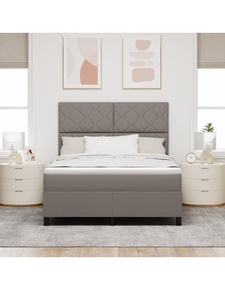 Letto a Rete con Materasso & LED Taupe 140x200 cm Tessuto