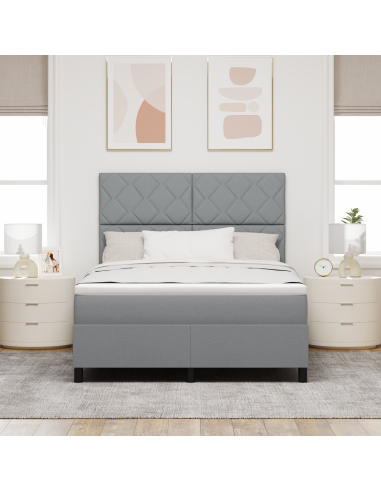 Letto a molle con materasso Grigio chiaro 160 x 200 cm Tessuto
