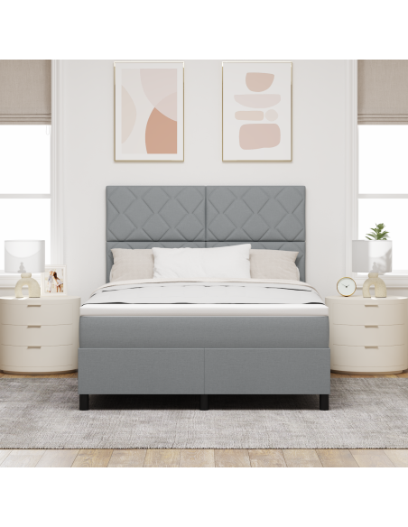 Letto a molle inscatolato con materasso e LED Grigio chiaro 160x200 cm Tessuto