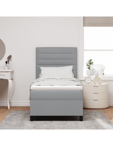 Letto con Box Spring e Materasso & LED Grigio Chiaro 80x200 cm Tessuto