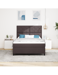Letto a molle con materasso Marrone scuro 160 x 200 cm Tessuto