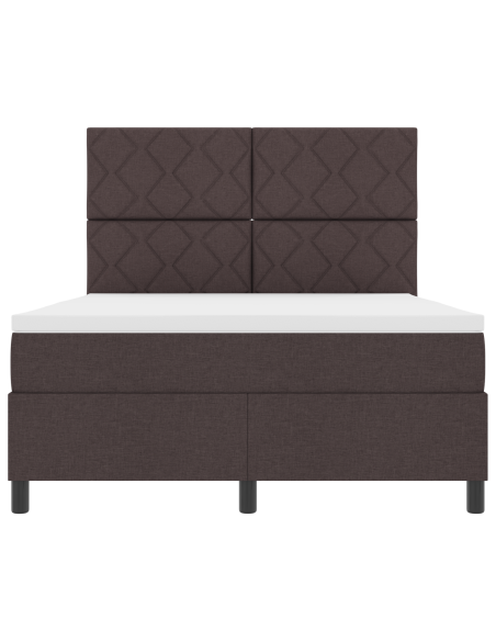 Letto Box Spring con Materasso & LED Marrone Scuro 140x200 cm Tessuto