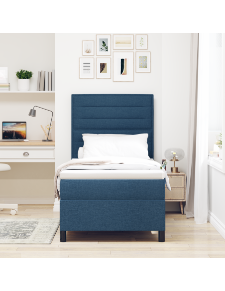 Letto Box Spring con Materasso & LED Blu 80x200 cm Tessuto