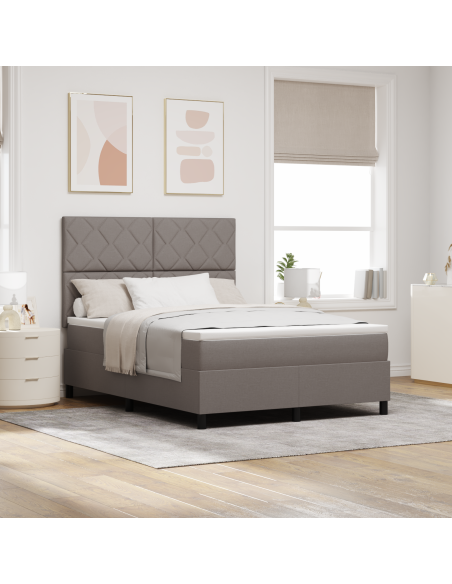Letto a Rete con Materasso & LED Taupe 140x200 cm Tessuto