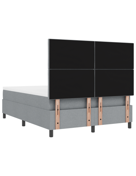 Letto a molle inscatolato con materasso e LED Grigio chiaro 160x200 cm Tessuto