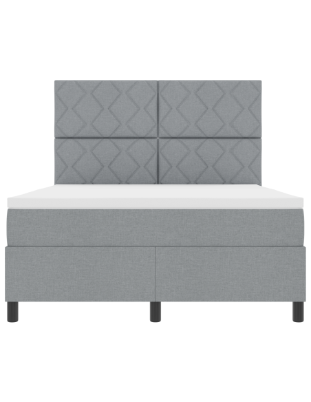 Letto a molle inscatolato con materasso e LED Grigio chiaro 160x200 cm Tessuto