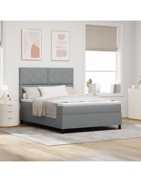 Letto a molle inscatolato con materasso e LED Grigio chiaro 160x200 cm Tessuto