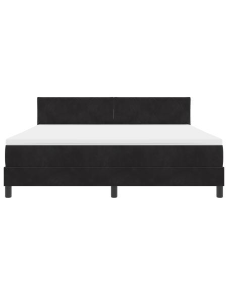Letto Box Spring con Materasso e LED Nero 180x200 cm Velluto