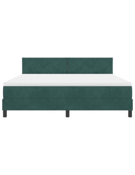 Letto con box spring e materasso & LED Verde scuro 180x200 cm in velluto