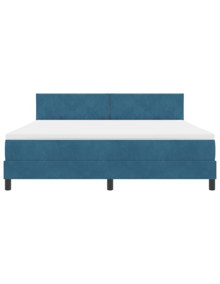 Letto Box Spring con Materasso e LED Blu Scuro 180x200 cm Velluto