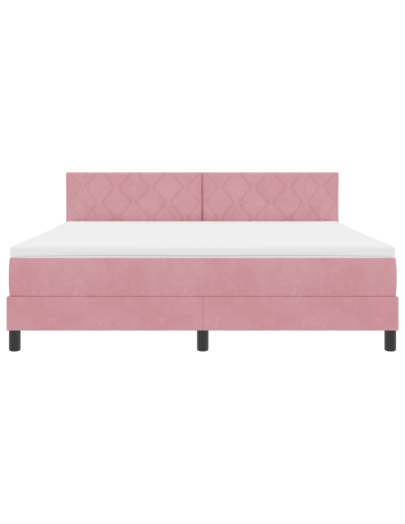 Letto a Sorgente LED con materasso Rosa 180 x 200 cm Velluto