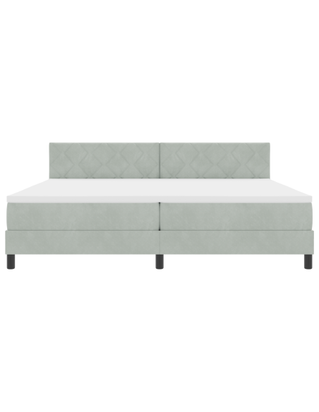 Letto Box Spring con Materasso & Luce LED Grigio Chiaro 200x200 cm Velluto