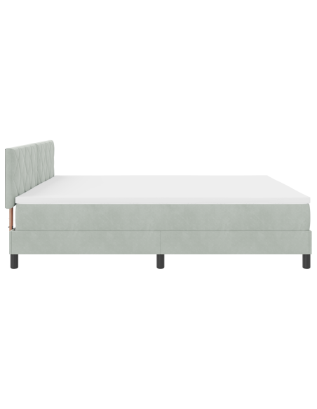 Letto Box Spring con Materasso & Luce LED Grigio Chiaro 200x200 cm Velluto