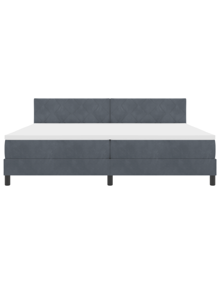 Letto Box Spring con Materasso e LED Grigio Scuro 200x200 cm Velluto