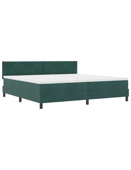 Letto Box Spring  con Materasso e LED Verde Scuro 200x200 cm Velluto
