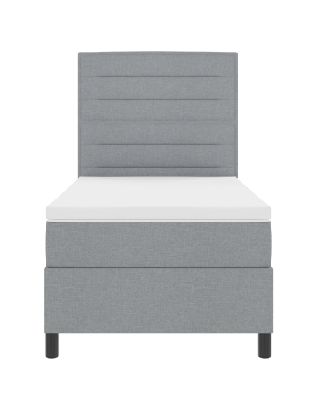 Letto con Box Spring e Materasso & LED Grigio Chiaro 80x200 cm Tessuto