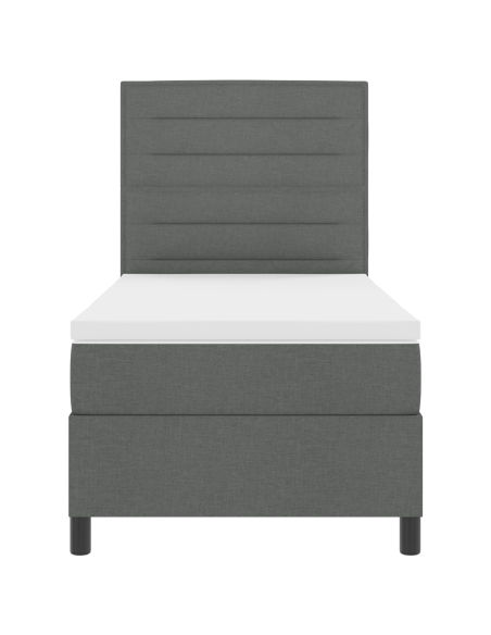 Letto Box Spring con Materasso e LED Grigio Scuro 80x200 cm Tessuto