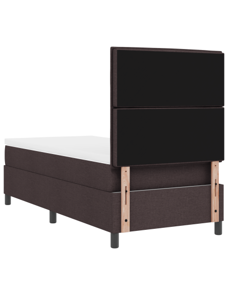 Letto Box Spring con Materasso & LED Marrone Scuro 80x200 cm in Tessuto
