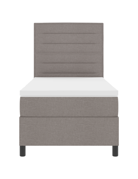 Letto con Rete a Doghe con Materasso & Luce LED Tortora 80x200 cm in Tessuto