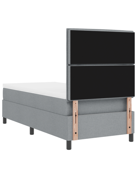 Letto con Rete a Molle con Materasso & Luce LED Grigio Chiaro 90x200 cm Tessuto