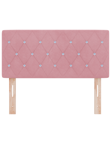 Testiera LED con Pulsanti in Cristallo Imbottita Rosa 90 cm in Velluto