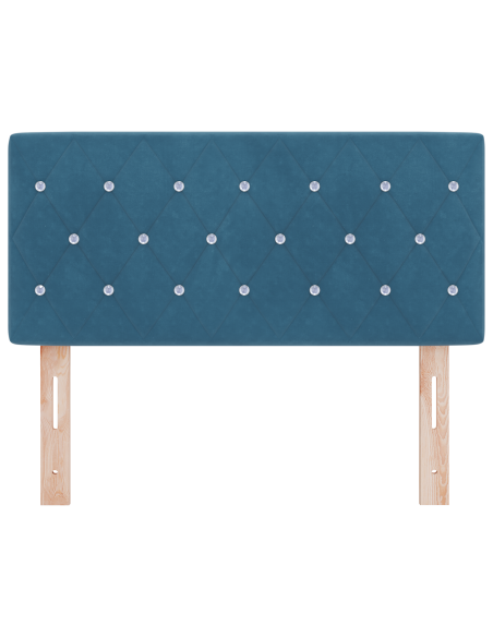 Testata LED con bottoni di cristallo in velluto blu scuro 100 cm