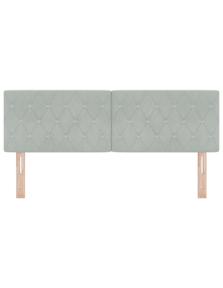 Testiera LED  con bottoni in cristallo grigio chiaro 72 cm Velluto