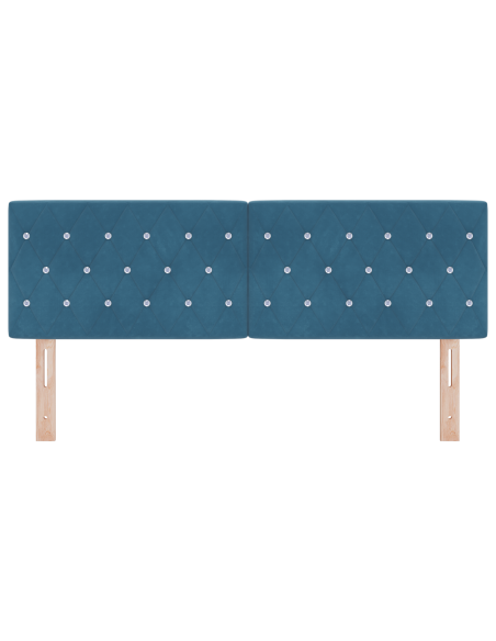 Testiera LED con bottoni in cristallo blu scuro 72 cm in velluto