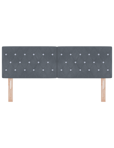 Testata con LED Bottoni in Cristallo Trapuntata Grigia Scura 80 cm Velluto