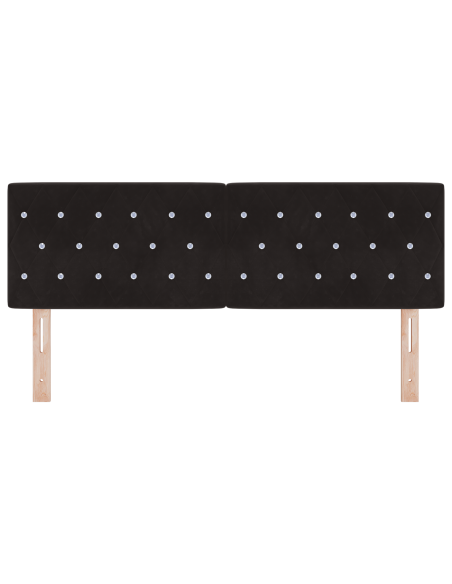 Testiera LED Trapuntata con Bottoni in Cristallo Nera 80 cm Velluto