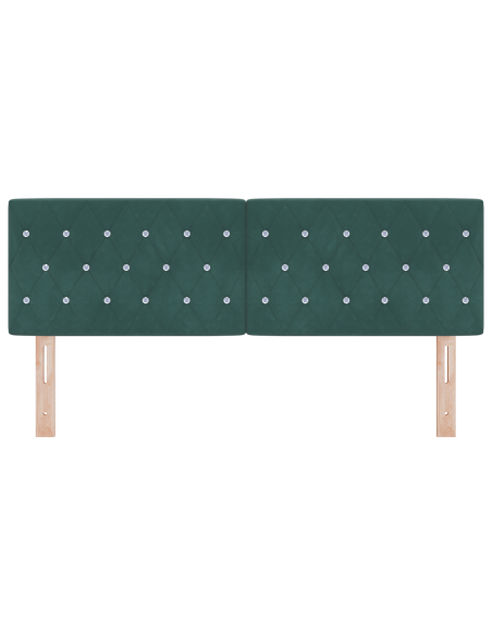 Testiera LED a Bottoni di Cristallo Trapuntata Verde Scuro 80 cm Velluto