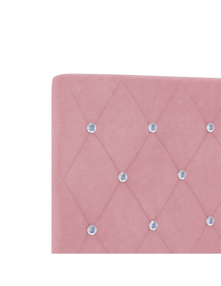Testiera LED con Pulsanti in Cristallo Imbottita Rosa 90 cm in Velluto