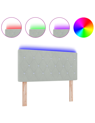 Testiera LED con testiera Grigio chiaro 100 cm Poliestere