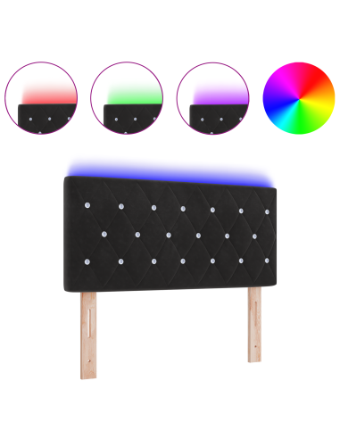 Testiera LED con luci a strisce a LED Nero 100 cm Poliestere