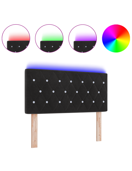 Testiera LED con luci a strisce a LED Nero 100 cm Poliestere