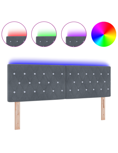 Testiera LED con testiera Grigio scuro 144 cm Poliestere