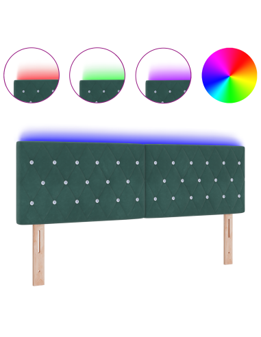 Testiera LED con testiera Verde Scuro 144 cm Poliestere